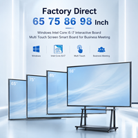 Tableau interactif intelligent multi-touch 4K USB de 65 à 98 pouces avec processeur Intel Core i5/i7 pour réunions d'affaires, directement de l'usine
