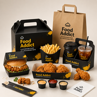 Boîtes en carton personnalisées pour emballages de restauration rapide, pliables, pour frites, poulet, hamburgers, à emporter, avec logo imprimé