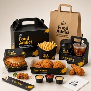 Scatole di carta personalizzate per imballaggi fast food, scatole pieghevoli in cartone per patatine fritte, pollo, hamburger, da asporto con logo stampato - Product Image 4
