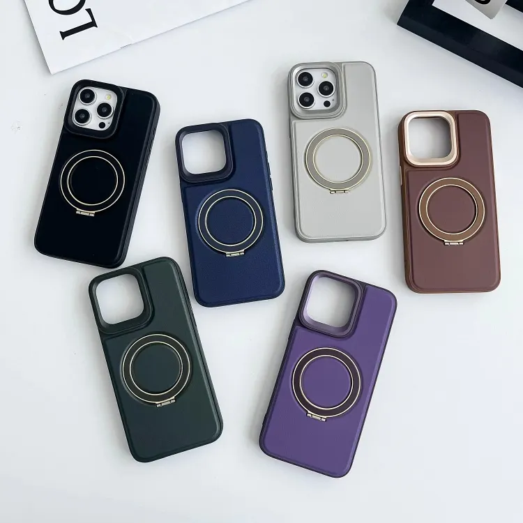 IPhone 용 마그네틱 브래킷 가죽 시리즈 휴대 전화 케이스