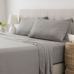 Juegos de cama de 4 piezas de color sólido personalizados de fábrica, juegos de sábanas de microfibra transpirables suaves con bolsillo profundo - Product Image 3