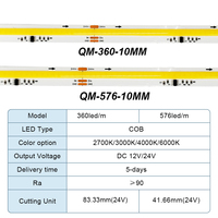 Tira LED Flexible de 10 mm para PCB, 24 V, 15 W/M, 360 LED/m, 3000 K, Blanco Cálido, Efecto Agua Fluida