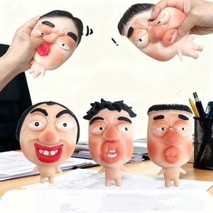 Funny and Quirky Plastic <b>Little</b> Toys Odd and Peculiar Stress-relieving Squeeze-and-press Fast-rebound Mask Dolls - Product Image 1
