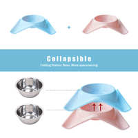 Bol double personnalisable pour chats chiens Pot de nourriture pour chat rose et bleu Fournitures pour animaux de compagnie