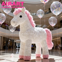 Cheval gonflable en peluche, couleur rose, cheval gonflable moelleux, cheval gonflable géant, décoration de cheval debout pour centre commercial