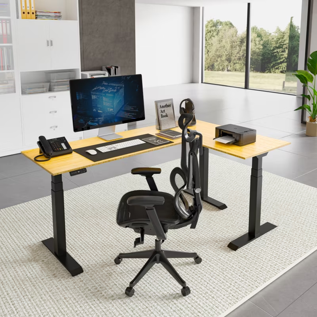 Loctek Supply FlexiSpot E7L Professional L-shaped Standing Desk Frame 150kg Load,Triple Motor,Height Adjustable Desk Frame