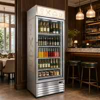 Congélateur vertical à trois portes vitrées, refroidissement par air, dégivrage automatique, éclairage LED, 1500L, supermarché