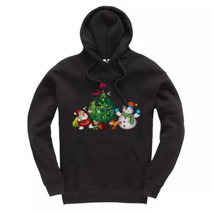 Christmas Print Hoodie For Men And Women Winter Warm Fleece Pullover Hooded Sweatshirt Festive Unisex Bulk Wholesale - Product Image 4