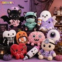 Kit de Peluches Médicales d'Halloween Effrayantes OEM, Mascotte Chat Noir Fantôme Momie Infirmière-Médecin