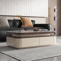 Meubles de salon - Ensemble moderne de meuble TV et table basse en bois et marbre avec rangement à tiroirs, meuble TV en bois, table à thé pour la maison