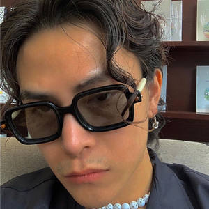 Mode carré lunettes de soleil femmes 2024 marque gris rose nuances lunettes plaine lunettes 90s Vintage Rectangle hommes lunettes de soleil UV400 - Product Image 3