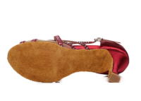 Chaussures de danse latine tendance 2026 bordeaux à talon confortable et moyen, semelle extérieure en cuir véritable pour l'entraînement de la salsa