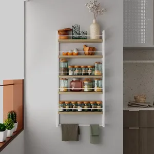 ชั้นวางขวดน้ำเชื่อมแนวชนบทแบบติดผนังชั้นวางเครื่องเทศทรงสี่เหลี่ยมติดผนังชั้นวางน้ำเชื่อมหลายชั้นประหยัดพื้นที่ - Product Image 4