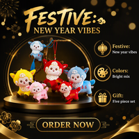 Pendentif en peluche Mouton Cinq Bénédictions, Poupée Animale Douce, Cadeau du Nouvel An Chinois de la Vache, Mascotte Promotionnelle