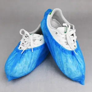 Penutup Sepatu PE Non Woven Plastik Biru Cleanroom Penutup Sepatu Sekali Pakai Medis