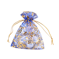 Expédition rapide, faible MOQ, sacs cadeaux en organza de luxe avec rose dorée, 7x9, 9x12, 13x18, 20x30, pour bonbons, bijoux, cosmétiques