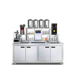 Food And Beverage Water Bar Restaurant Cafe Fast Food Juice Work Station Commercial Stainless Steel Milk Tea Shop Counter