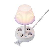 Lámpara de Escritorio Retro SUZHERM en Forma de Abanico, 3 Tomas de Corriente Alterna, 2 USB, 1 Puerto Tipo-C, Cable de 2 m, Carcasa Resistente al Fuego, Modelo de Cobre QZ-899