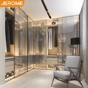 Fabriqué en Chine Usine Personnalisée Luxe Moderne Chambre à coucher Cadre en alliage d'aluminium <span class=keywords><strong>Porte</strong></span> <span class=keywords><strong>coulissante</strong></span> en verre Vêtements Promenade dans le placard Armoire - Product Image 3