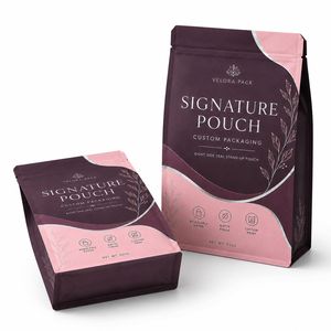 Kantong Kemasan Kopi Teh Camilan Mewah Custom Print 500g Matte Ungu Pink Resealable Zipper Flat Bottom dengan Segel Delapan Sisi - Product Image 1