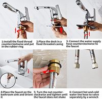 Robinet de lavabo moderne noir et or en laiton, mitigeur de lavabo à poser, eau chaude et froide, vente en gros usine