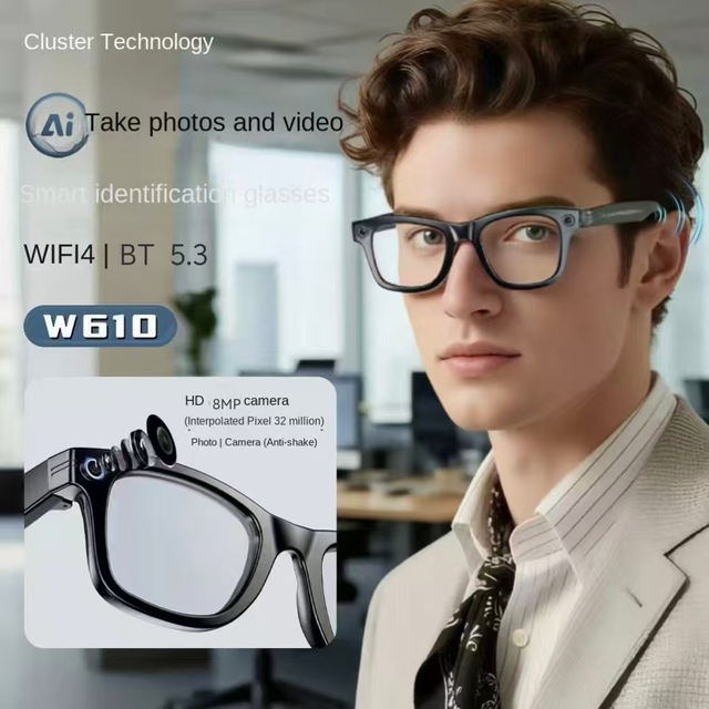 8MP Cam AI Wakeup Real-time Translation Anti-Shake Video BT Call Dual Mic Noise Reduction 270mAh # W610
