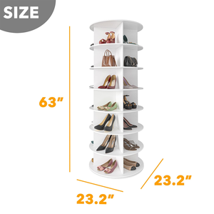 Zapatero giratorio de 7 niveles, torre de almacenamiento vertical redonda blanca de hierro, con rotación de 360°, ecológico, para sala de estar - Product Image 2
