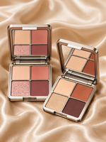 Palette de fards à paupières métalliques 4 teintes avec miroir intégré, maquillage pour les yeux chauds, mat et scintillant, haute pigmentation