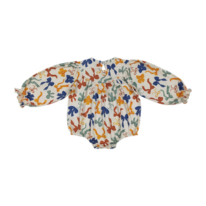 Pelele de bebé Unisex de manga larga con lazos agradecidos bordados con fruncido ODM de punto de alta calidad, venta al por mayor, gran oferta, Envío listo - Product Image 3