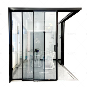 Porte coulissante en aluminium <span class=keywords><strong>de</strong></span> style minimaliste porte en <span class=keywords><strong>verre</strong></span> horizontale pour cuisine <span class=keywords><strong>salon</strong></span> salle <span class=keywords><strong>de</strong></span> séparation - Product Image 6