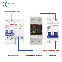 220V 63A Protector inteligente de sobretensión y subtensión Monitor LCD Protector de regulación de voltaje del medidor de voltaje y corriente