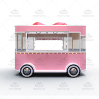 Camion de restauration mobile électrique rose, mignon et adorable, pour bar à eau, glaces et snacks