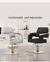 Chaise de coiffure de salon de luxe haut de gamme, chaise de barbier réglable en cuir PU noir pour salon de coiffure