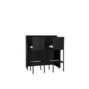 Black <b>Garden</b> Bar <b>Set</b> Modern Outdoor Furniture Durable Design For Barware <b>Tools</b> - Product Image 1