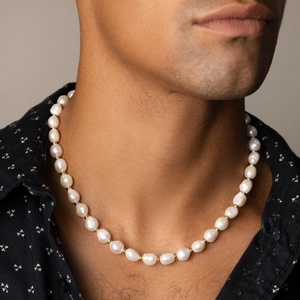 Collar de Perlas de Agua Dulce Barrocas con Cuentas Hechas a Mano de Acero Inoxidable 316l, Joyería Gemnel 2022 para Hombre - Product Image 2