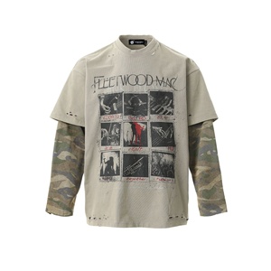 Camiseta de <span class=keywords><strong>Manga</strong></span> <span class=keywords><strong>Larga</strong></span> para <span class=keywords><strong>Hombre</strong></span>, Primavera-Verano, Estilo Retro Rock, Marca de Moda, Diseño de Dos Piezas con Graffiti y Camuflaje - Product Image 5