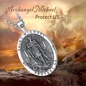 Merryshine - Amuleto de Nácar, Medalla Religiosa de San Miguel Arcángel, Collar con Colgante de Joyería <span class=keywords><strong>para</strong></span> Hombre - Product Image 3