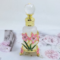 Botol Parfum Logam Bunga Anggrek Arab 12ml, Botol Kaca Isi Ulang Minyak Atsiri Attar, Outlet Pabrik # 56565