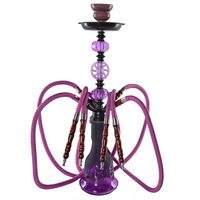 Chicha de luxe en verre dépoli arabe, double tuyau, effet miroir, écologique, violette, grande taille, pour bars et usage domestique, produit transfrontalier très demandé