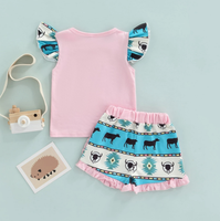 Ensemble de tenue Western pour fille, haut à manches bouffantes et short pour tout-petits, vêtements d'été décontractés de style cowgirl