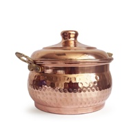 Casserole miniature classique en cuivre Shark Anatolia avec couvercle en acier inoxydable, fabriquée à la main, martelée à la main, ustensile de cuisine écologique pour gaz