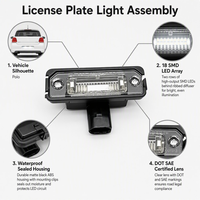 Lampe de plaque d'immatriculation OEM 6QD943021A, lampe de plaque d'immatriculation LED W5W T10, lentille transparente, boîtier noir pour VW Polo 9N 9N3 Hatchback