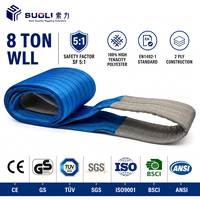 Özel 8 Ton SF 5:1 Mavi Polyester Düz Dokuma Askı CE GS Onaylı Ağır Hizmet Tipi Kaldırma Kemeri İnşaat Vinci İçin