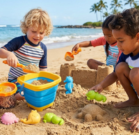 Ensemble de jouets de plage pour enfants RTS, seau en plastique et silicone, outils pour le sable et l'eau, jouets d'été en plein air, vente en gros