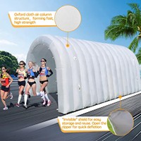 Tente tunnel gonflable blanche 16x10x10 pieds avec souffleur, sac de rangement à fermeture éclair inclus, non résistante à l'eau, pour publicité commerciale