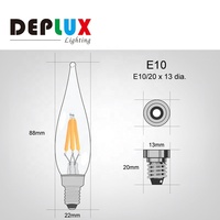 Led Bougie Ampoule C20 2W E10 A Mené L'ampoule De Filament Mini Lampe