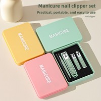 Juego de Manicura de Acero Inoxidable de 4/5/6 Piezas con Cortaúñas, Tijeras, Lima, Pinzas, Caja de Pegamento, Herramientas para el Cuidado de las Uñas