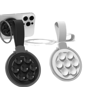 Magnetic Ring Holder With Suction Cup And <b>Mirror</b> For Phone Stand <b>Bathroom</b> Kitchen White <b>Round</b> Minimalist Design - Product Image 5