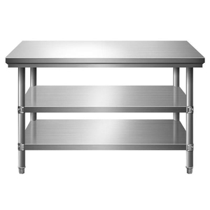 Mesa de Trabajo de Acero Inoxidable, Rectangular, Industrial, para Cocina, con Doble Estante, Profundidad de 24-29.9 Pulgadas, Sin Cajones, Diseño Ecológico - Product Image 1