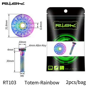 RISK aleación de titanio bicicleta StemTop tapa auriculares cubierta perno carretera MTB bicicleta 28,6mm 1 1/8 "tubo de cabeza de <span class=keywords><strong>horquilla</strong></span> delantera superligero Ti tornillo - Product Image 6